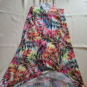 Colorful Maxi Dress Women's Size 1X Tropical Palm Print Nicole Miller